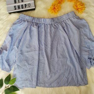 Simply Couture Off Shoulder/Blue&White/Size L